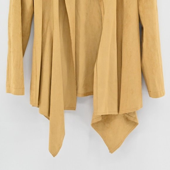 New VAKKO FOR INC INTERNATIONAL CONCEPTS Womens XL Draped Jacket Tan Faux Suede - Picture 3 of 10